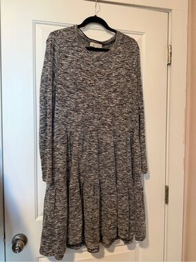 LOFT Lou & Grey Heathered Gray Long-Sleeve Swing Dress